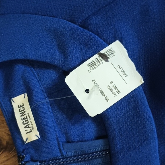 L'AGENCE Marine Blue Pleated Tank Asymmetrical Dress SSS - Picture 2 of 7